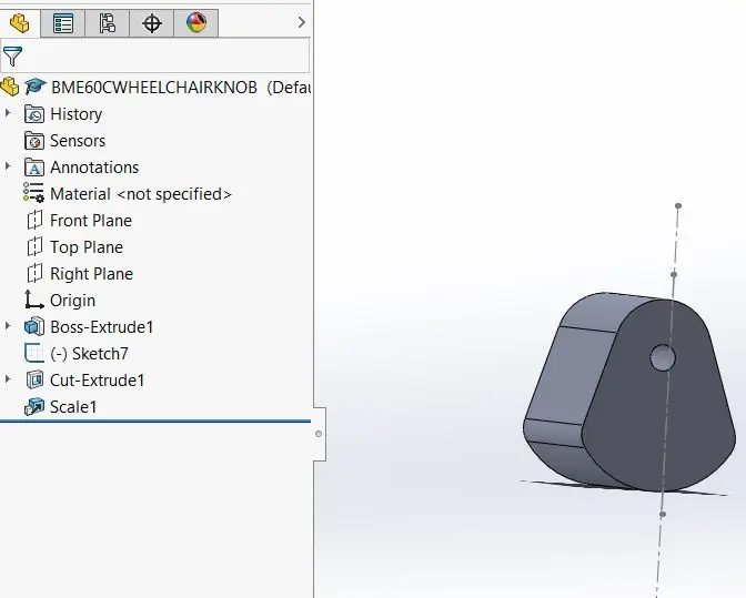 Ustvarite smerni gumb na SolidWorksu