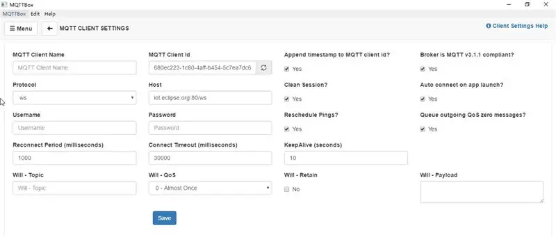 MQTT клиентін теңшеу (MQTTBOX)