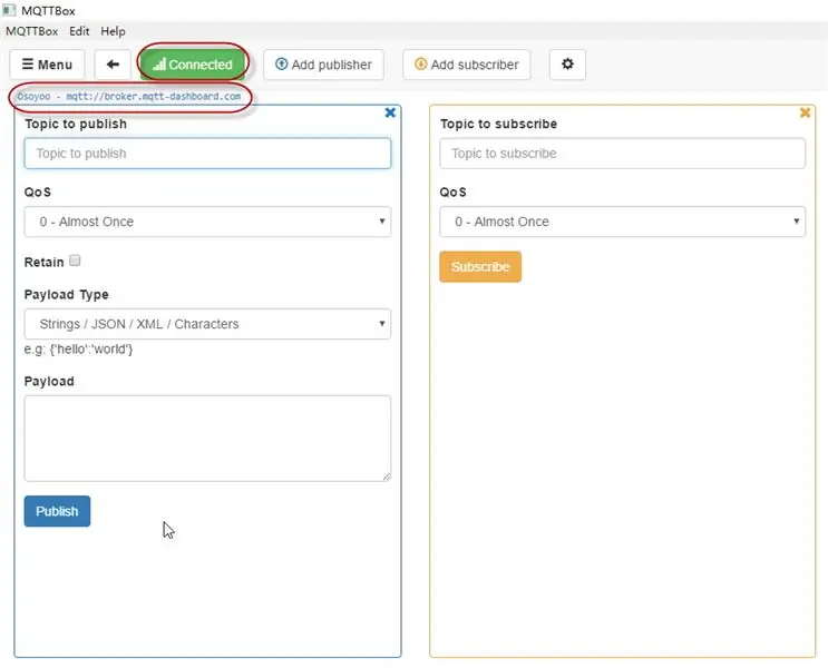 Настроить клиент MQTT (MQTTBOX)