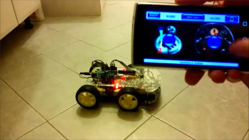 Arduino 4WD Rover ብሉቱዝ በ Android ስልክ/ጡባዊ ቁጥጥር ስር ነው