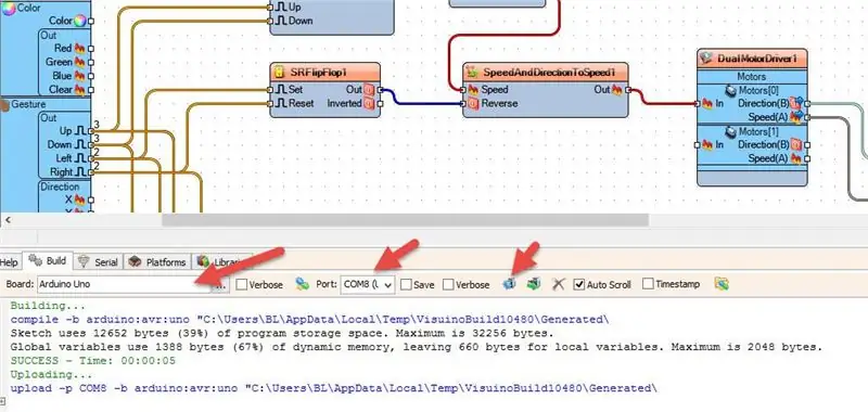 Arduino кодын жасаңыз, құрастырыңыз және жүктеңіз