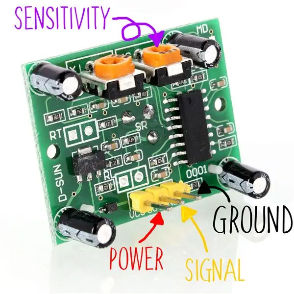 สายบัดกรีไปยัง Motion Sensor