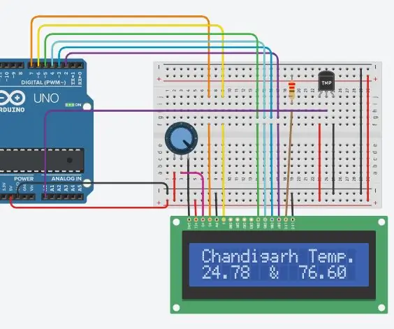 Ինտերֆեյս LM35 ջերմաստիճանի տվիչ Arduino- ի հետ. 4 քայլ