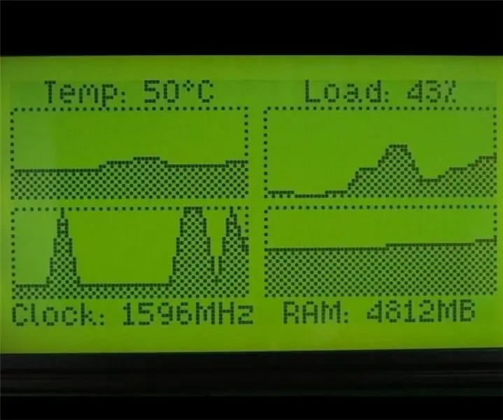 Monitor sprzętowy PC z wyświetlaczem LCD Arduino i ST7920: 4 kroki