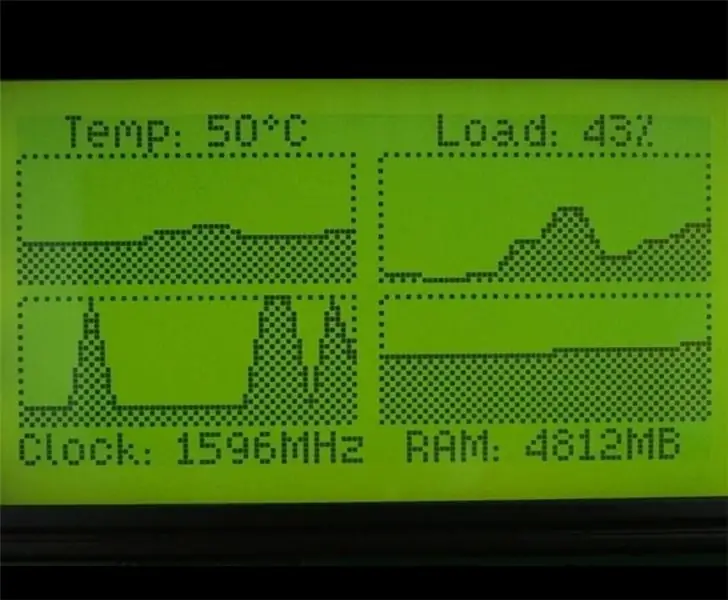 PC- ի ապարատային մոնիտոր Arduino- ով և ST7920 LCD- ով