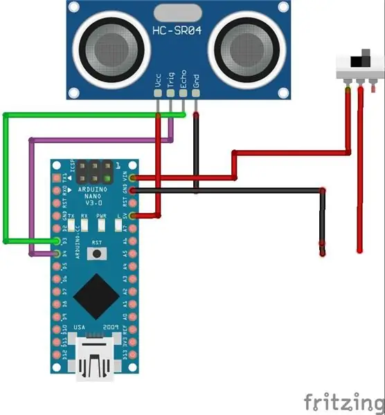 Verbinden Sie Switch und HC-SR04 mit Nano