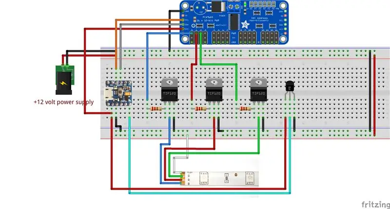 Controlla il colore della striscia LED RGB in base alla lettura del sensore