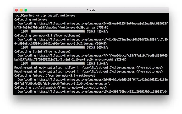 'Setuptools' proqramını təkmilləşdirin və Motioneye quraşdırın