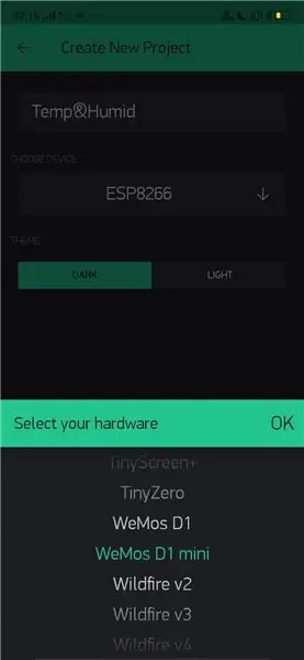 Ang pag-configure ng Blynk upang Subaybayan ang Temperatura at Humidity