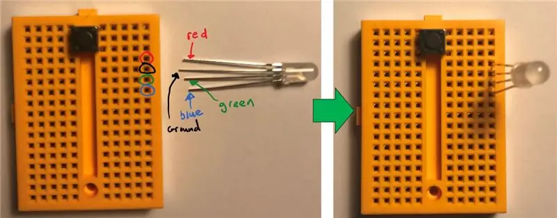 Zet de RGB-LED op je Breadboar