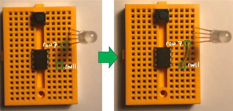 Priključite plavu LED diodu na pin 0 ATTiny85