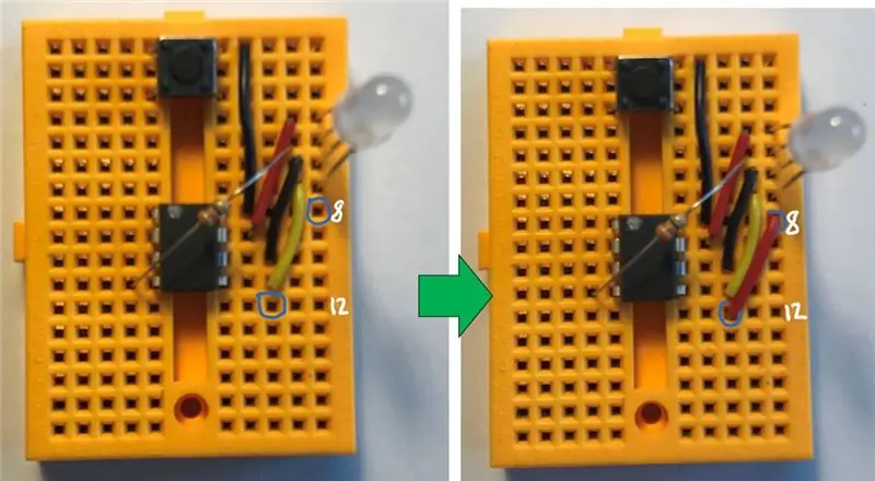 Sârmă de alimentare pe ATTiny