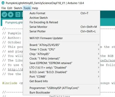 Nakonfigurujte IDE Arduino na programovanie ATTiny