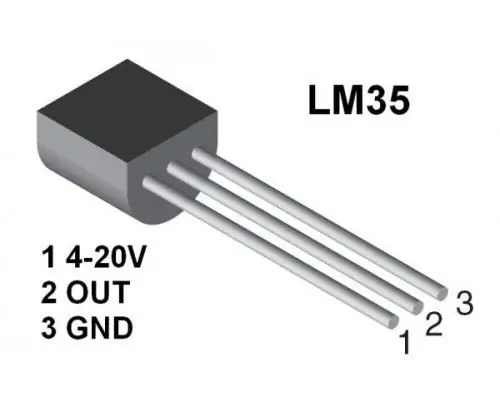 Arduino ტემპერატურის სენსორი LM35 გამოყენებით