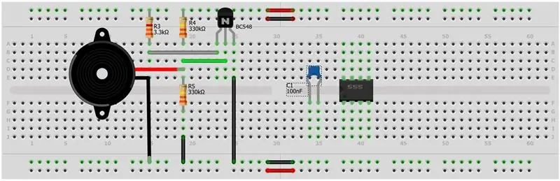 Transistor ja NE555 ühendus