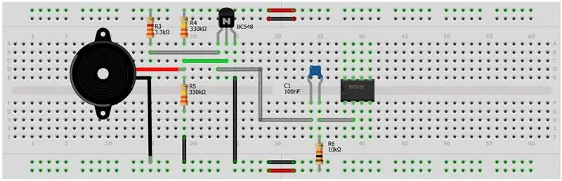 Transistor ja NE555 ühendus