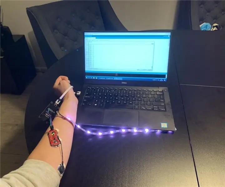 Neopixelový LED pásik reagujúci na svalový senzor Myoware: 6 krokov