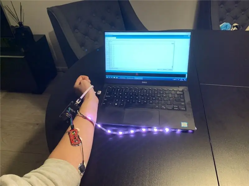 Neopixel Led Strip que reacciona al sensor muscular Myoware