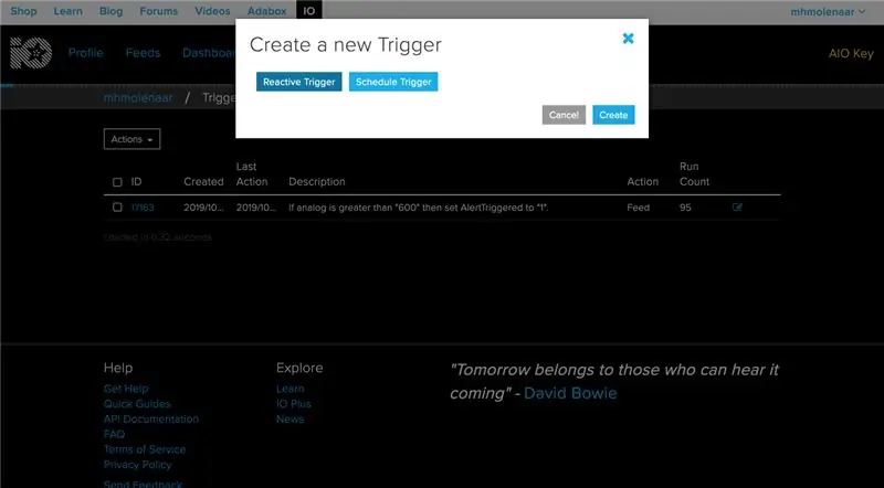 Adapruit IO Trigger Setup