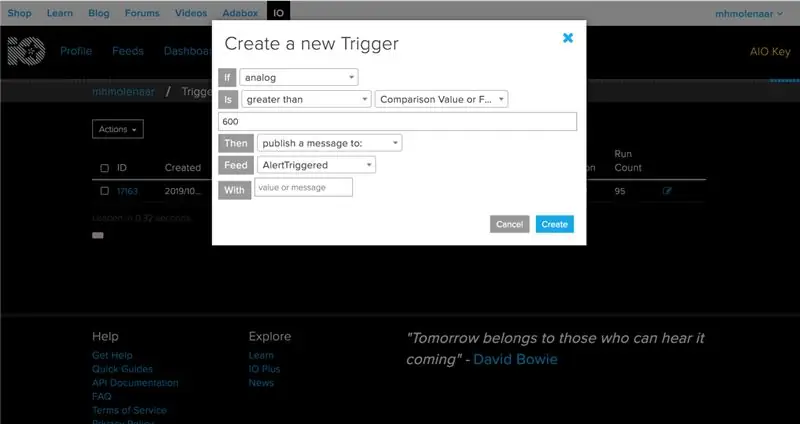 Adapruit IO Trigger Setup