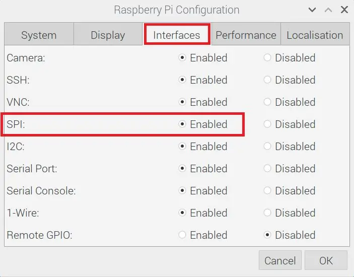 Configurar para SPI