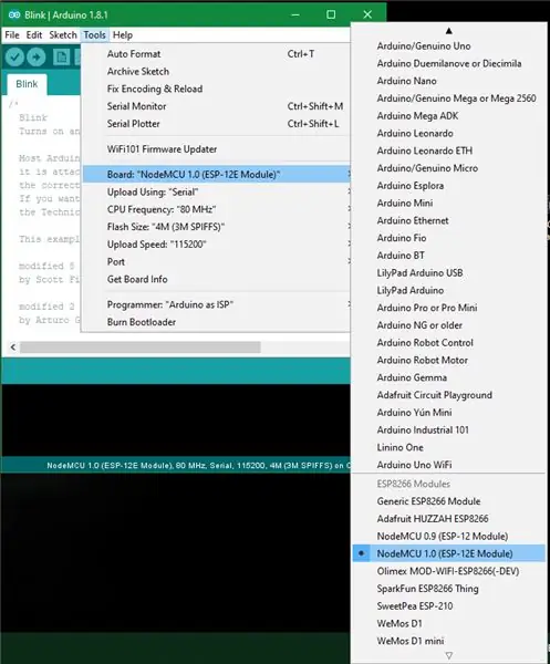 Nodemcu ja Blynk seadistamine Arduino IDE -le