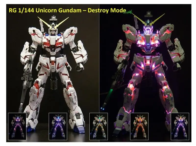 RG 1/144 Unicorn Gundam Menggunakan Arduino Nano dan Attiny85