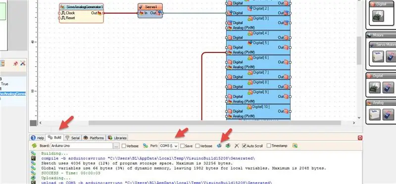 Arduino кодун түзүү, түзүү жана жүктөө