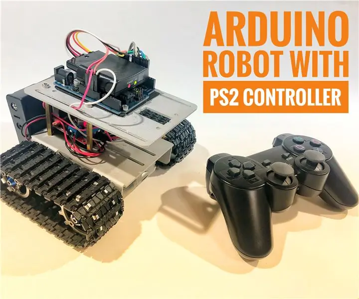 Arduino robots ar PS2 kontrolieri (PlayStation 2 kursorsviru)