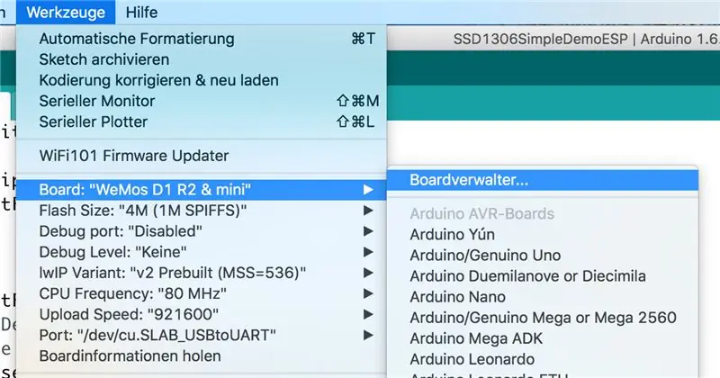 Einstellen / Einrichten Der ARDUINO GUI