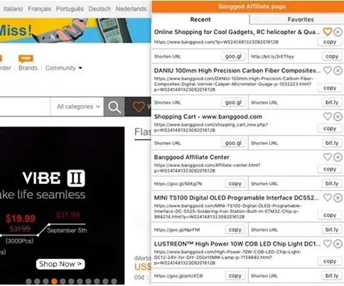 Opret Banggood -tilknyttede (henvisning) links lettere end nogensinde: 4 trin