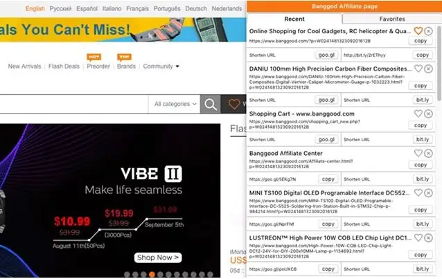 Sukurkite „Banggood“filialo (persiuntimo) nuorodas lengviau nei bet kada