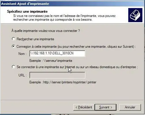 Imprimante locale utilisant un port USB ou parallèle