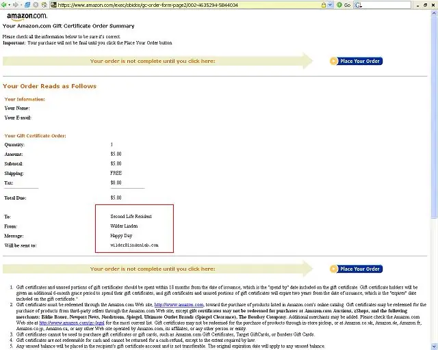 Verificar la información del certificado de regalo