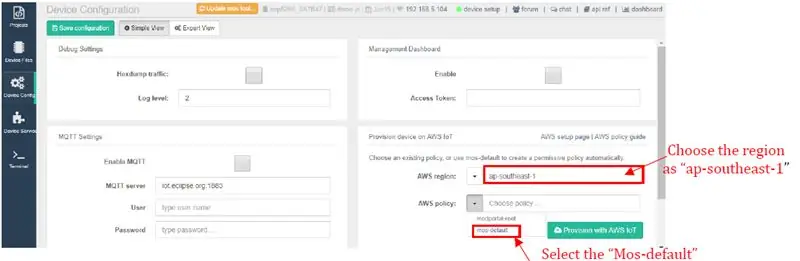 Dispositiu de subministrament a AWS IOT