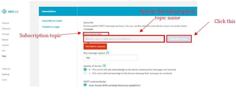 AWS IOT: subscripcions