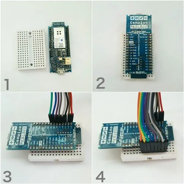 Συναρμολογήστε MKR1000 και οθόνη 8x8 σε Mini Bread Board