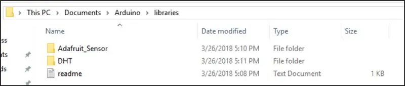 Изтеглете Arduino сензорни библиотеки и DHT сензорни библиотеки