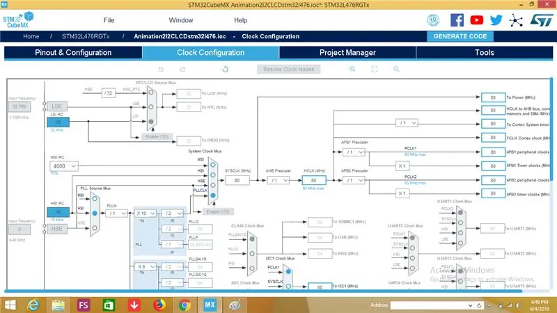 STM32Cubemxти ачыңыз жана тиркелген сүрөттөргө туура келген орнотууларды жасаңыз