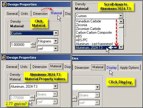 CAD 3D - Selezione delle proprietà del materiale