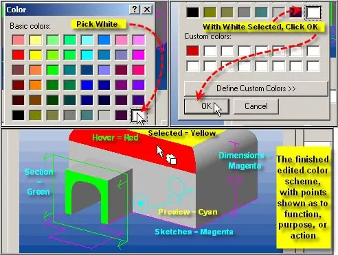 3D CAD - პარამეტრები - ფერადი სქემა