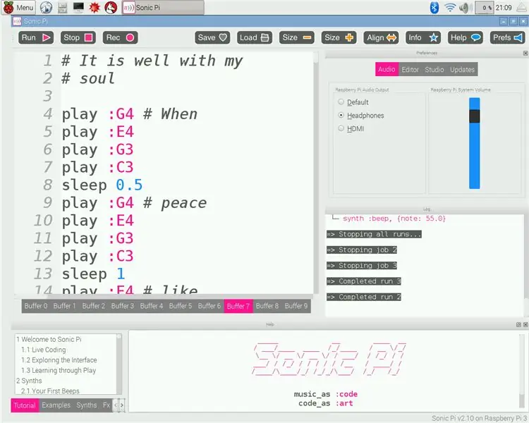 Dit gaan goed met my siel, met Sonic Pi