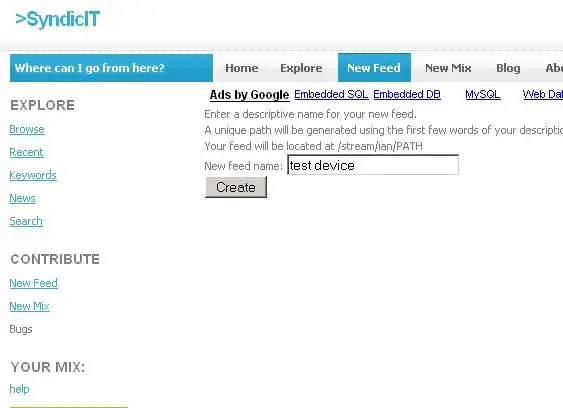 Napravite novi feed na Syndicit.com