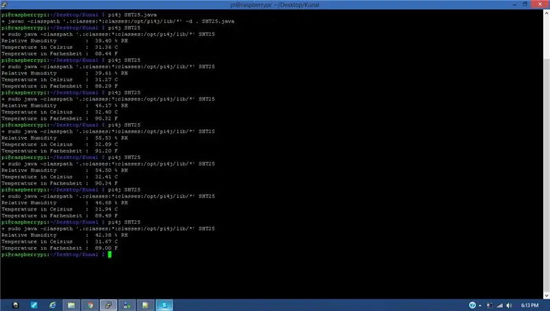 Temperatuuri ja niiskuse jälgimise Java -kood