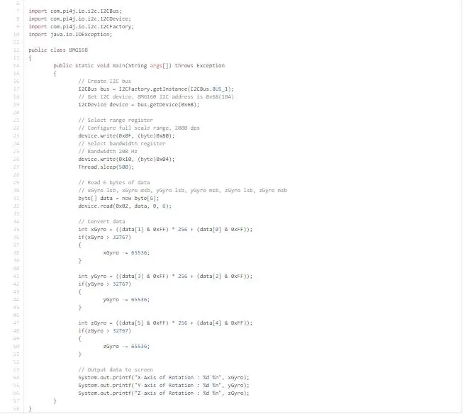 Mjerenje troosnog žiroskopa pomoću Java koda