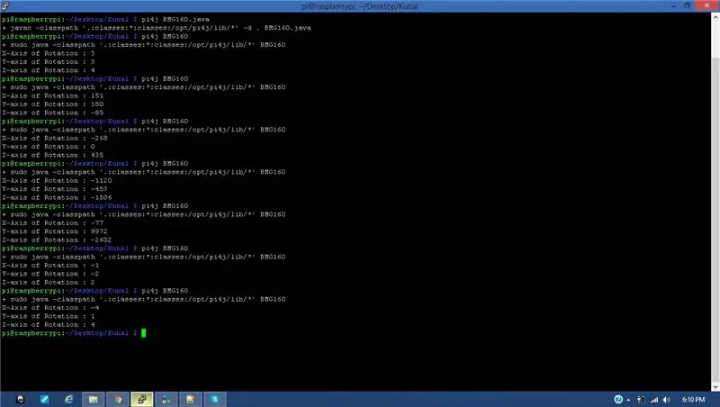 Kipimo cha Gyroscope ya 3-Axis Kutumia Msimbo wa Java