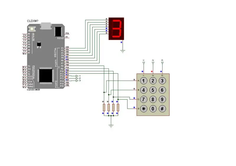 Klaviatūra su 7 segmentais, naudojant CLOUDX MICROCONTROLLER