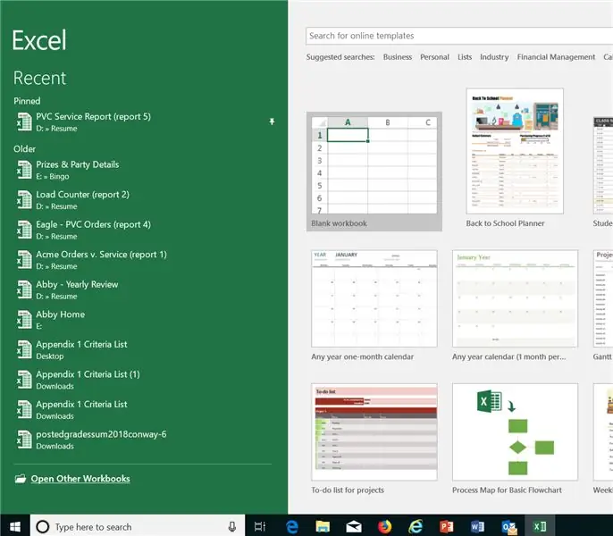 Abrir una nueva hoja de cálculo de Excel