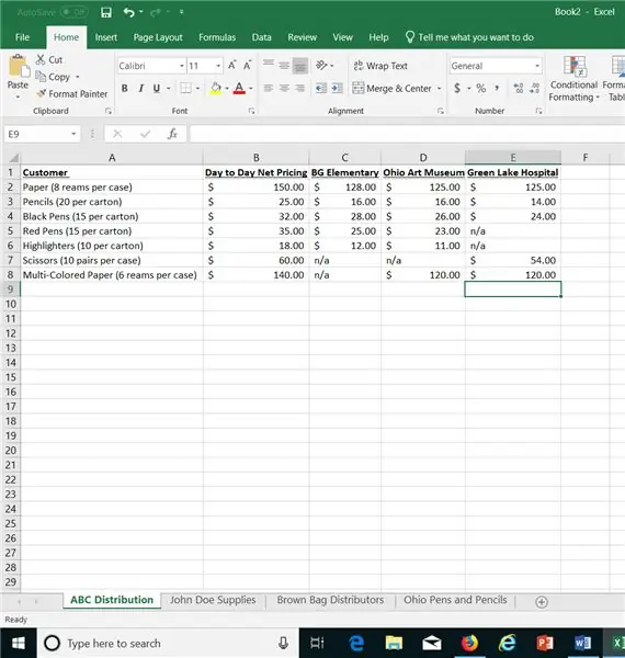 Información de precios y factura del cliente