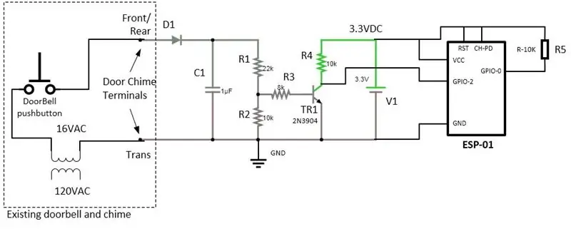 ESP-01 ve Kapı Zil Arayüzüne Devreyi Oluşturun